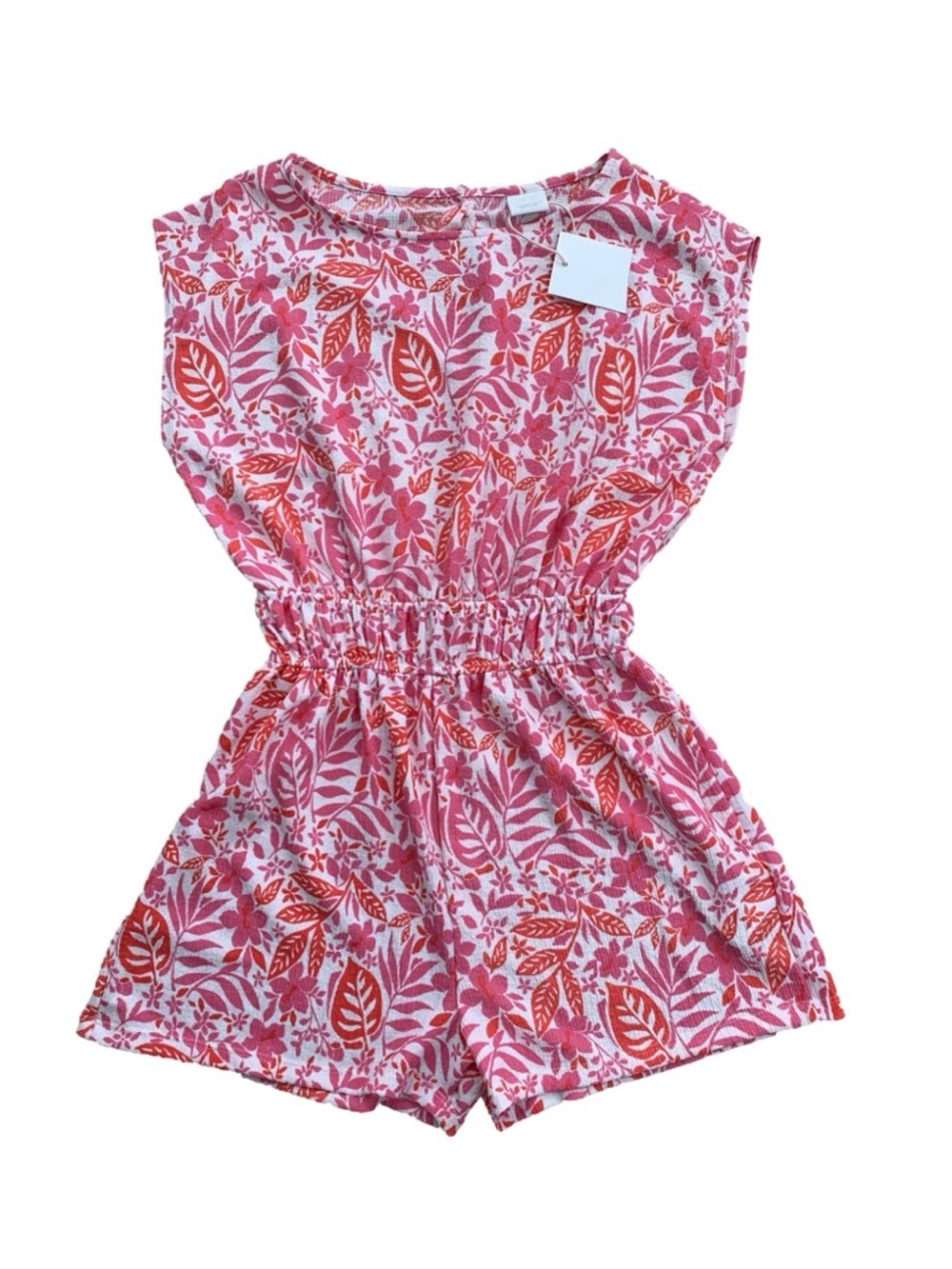 Zara NWT Size 13/14 Pink and White Floral Sleeveless One Piece Beachy Romper